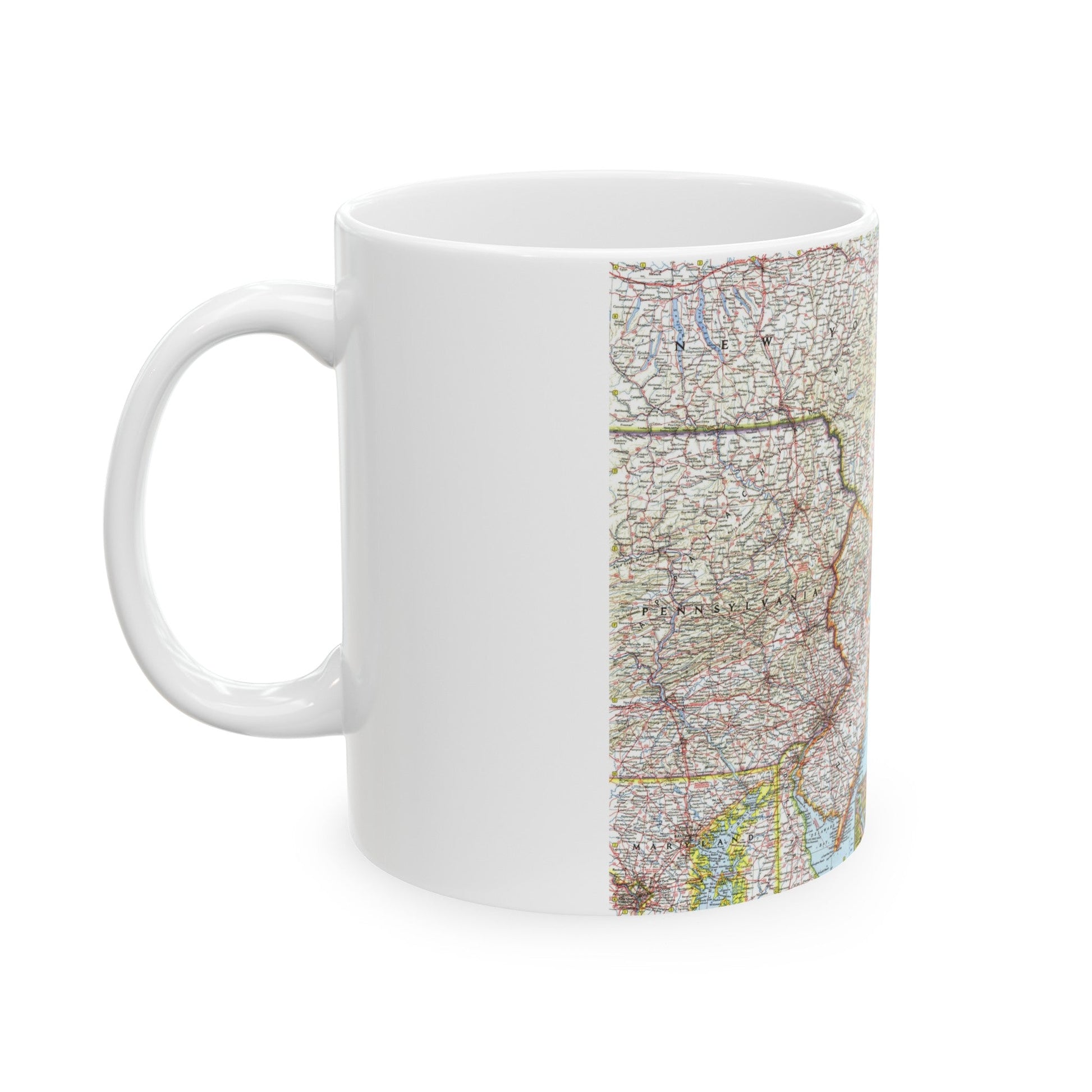 USA - Washington to Boston (1962) (Map) White Coffee Mug-The Sticker Space