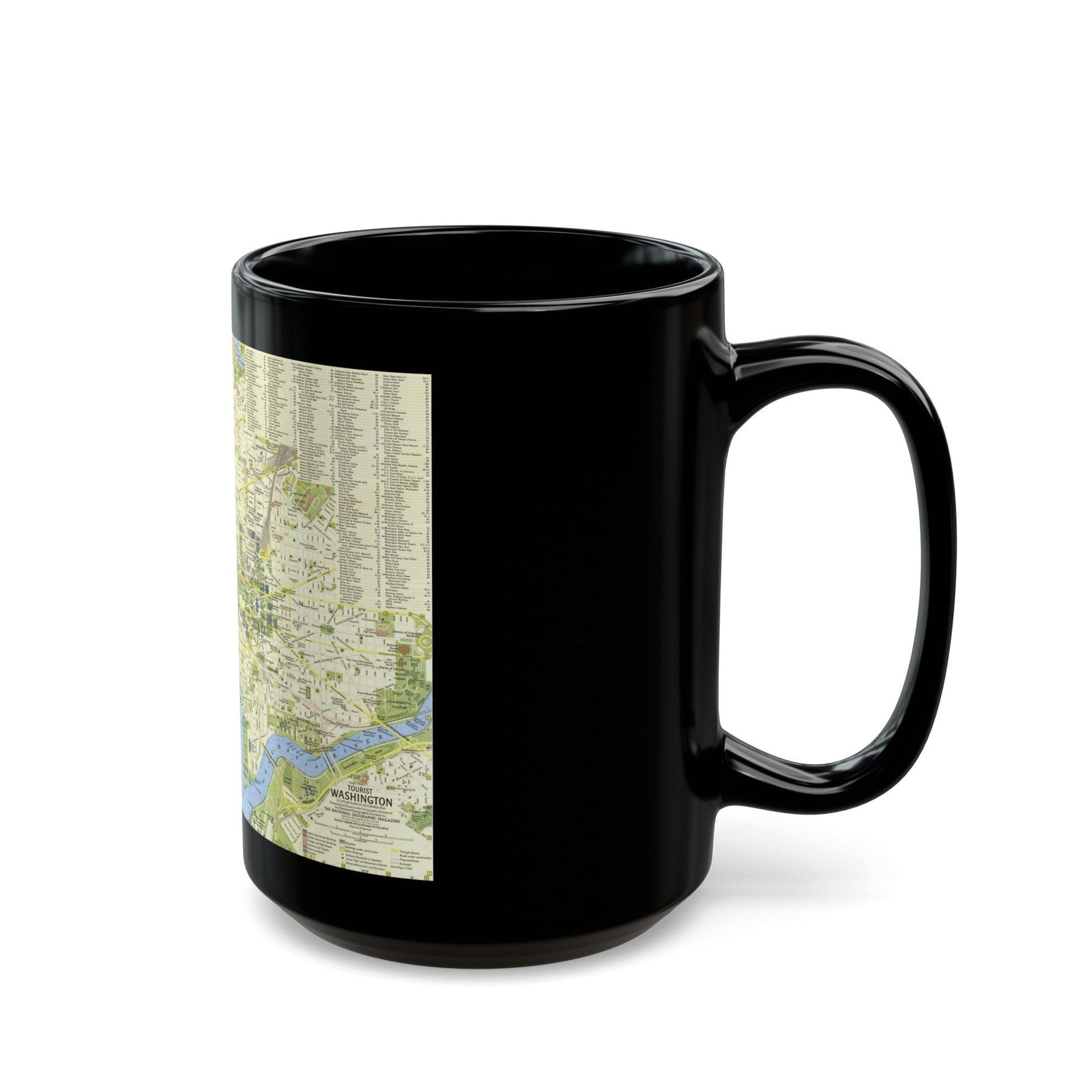 USA - Washington, Tourist (1964) (Map) Black Coffee Mug-The Sticker Space