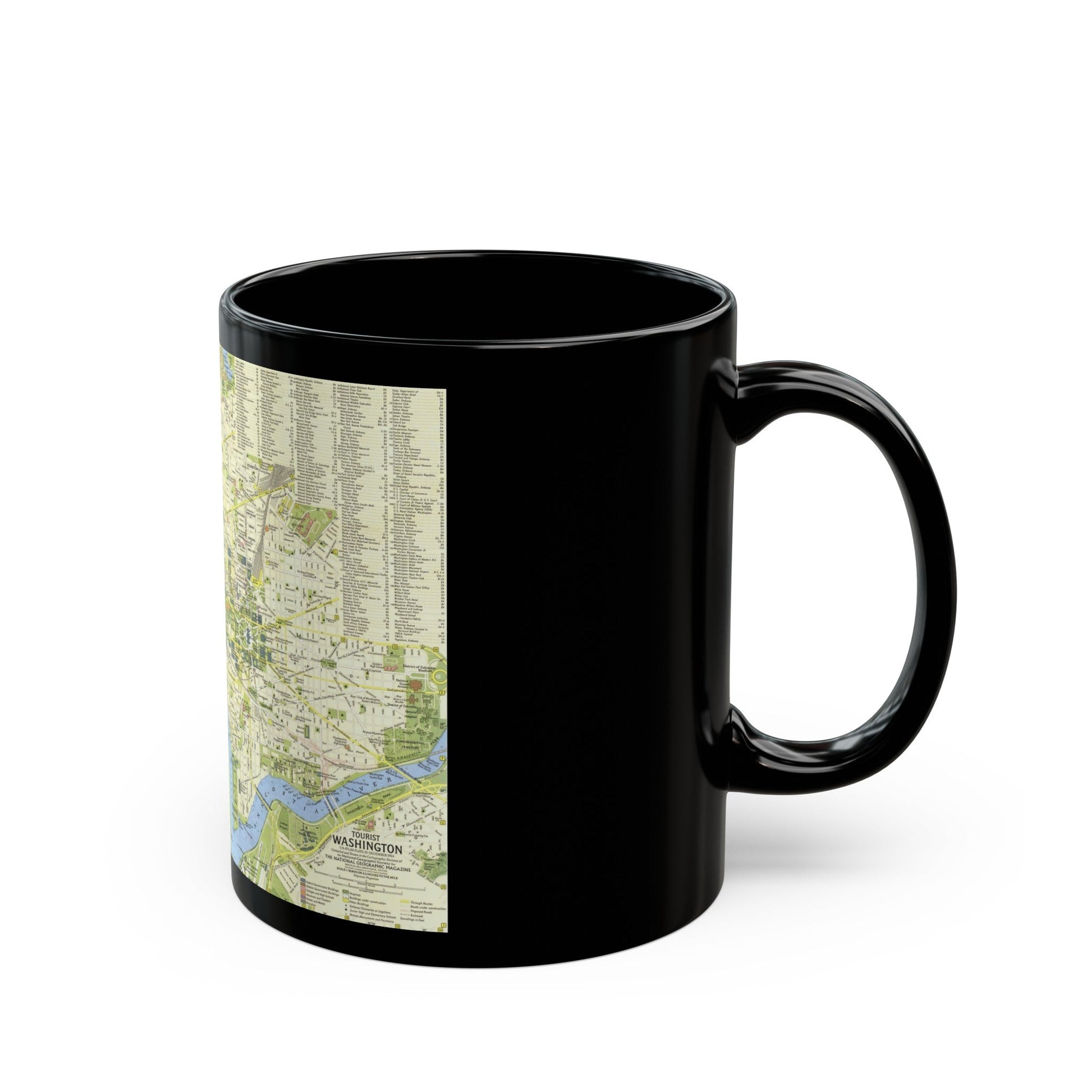 USA - Washington, Tourist (1964) (Map) Black Coffee Mug-The Sticker Space