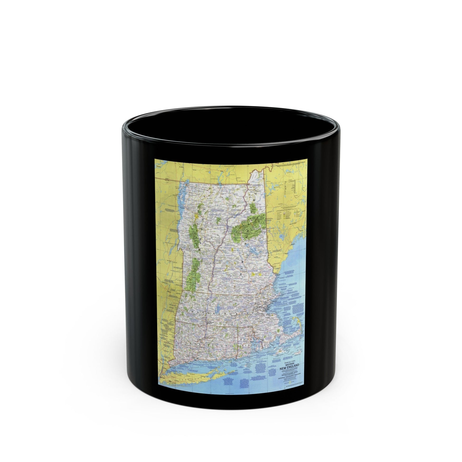 USA - Western New England 1 (1975) (Map) Black Coffee Mug-11oz-The Sticker Space