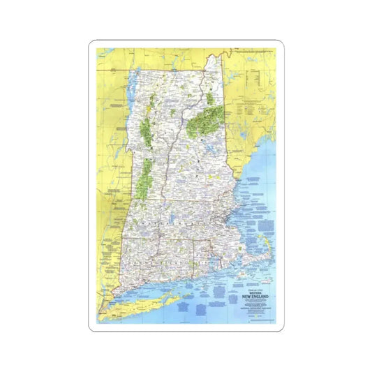 USA - Western New England 1 (1975) (Map) STICKER Vinyl Kiss-Cut Decal 2 Inch White - The Sticker Space