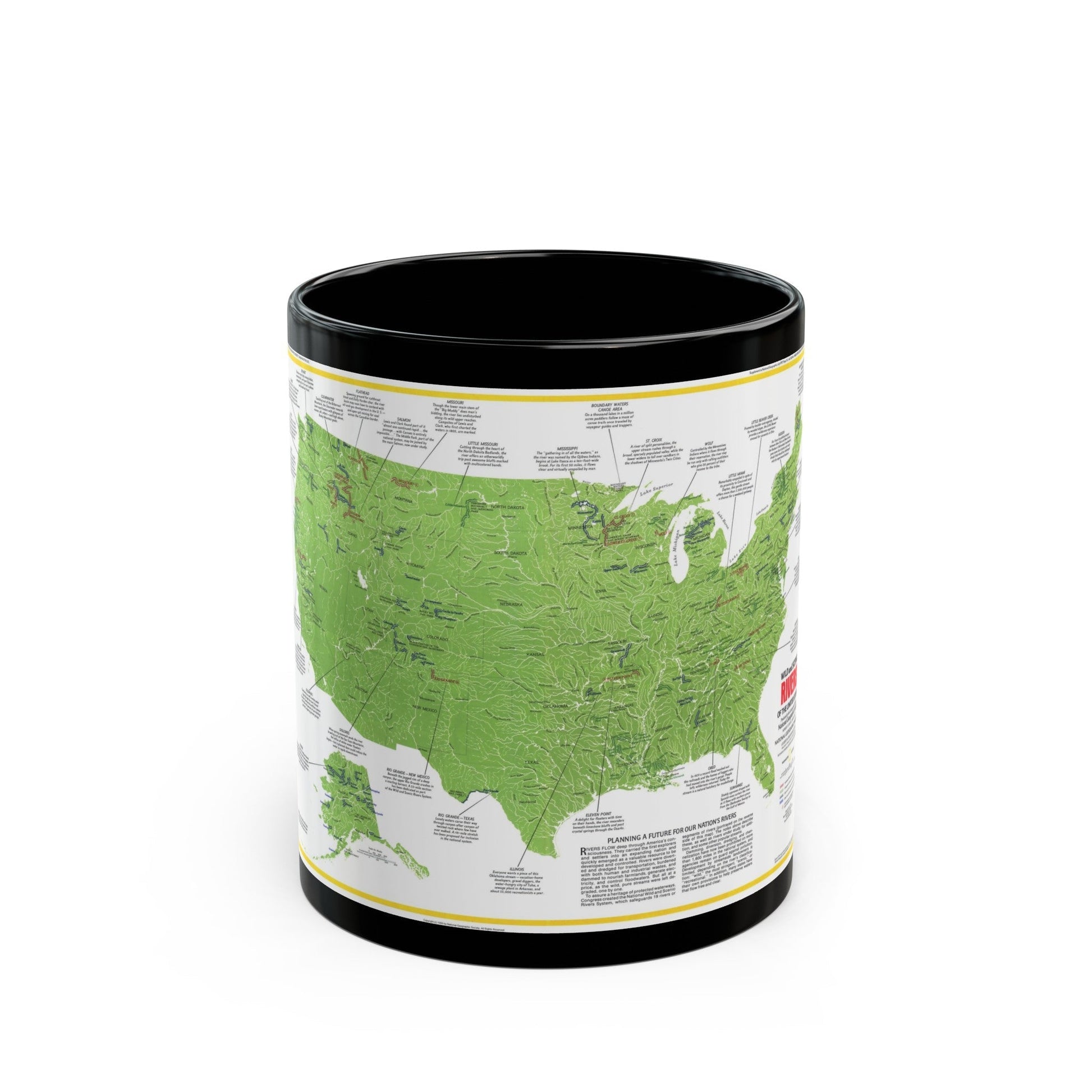 USA - Wild and Scenic Rivers 1 (1977) (Map) Black Coffee Mug-11oz-The Sticker Space