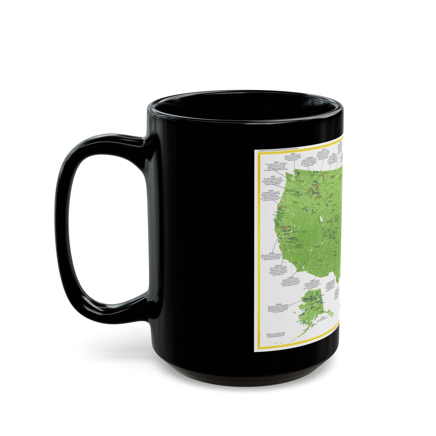 USA - Wild and Scenic Rivers 1 (1977) (Map) Black Coffee Mug-The Sticker Space