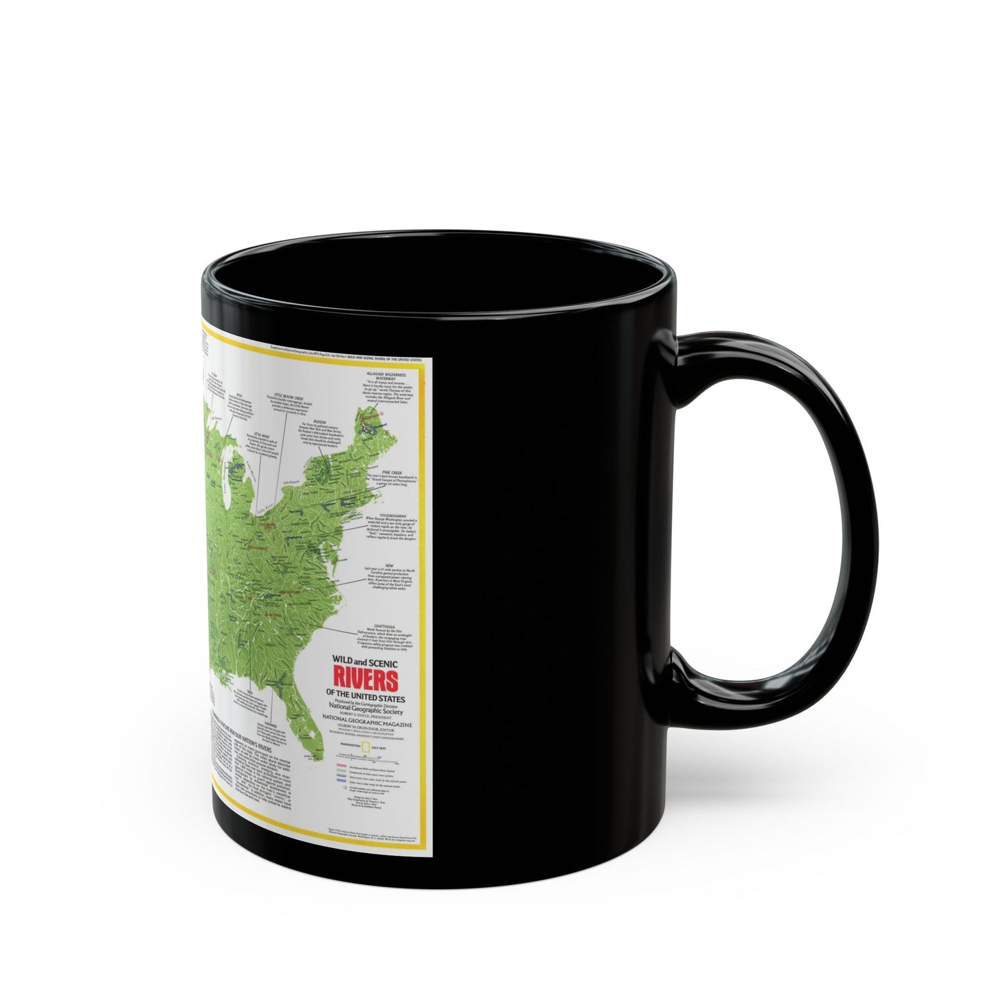 USA - Wild and Scenic Rivers 1 (1977) (Map) Black Coffee Mug-The Sticker Space