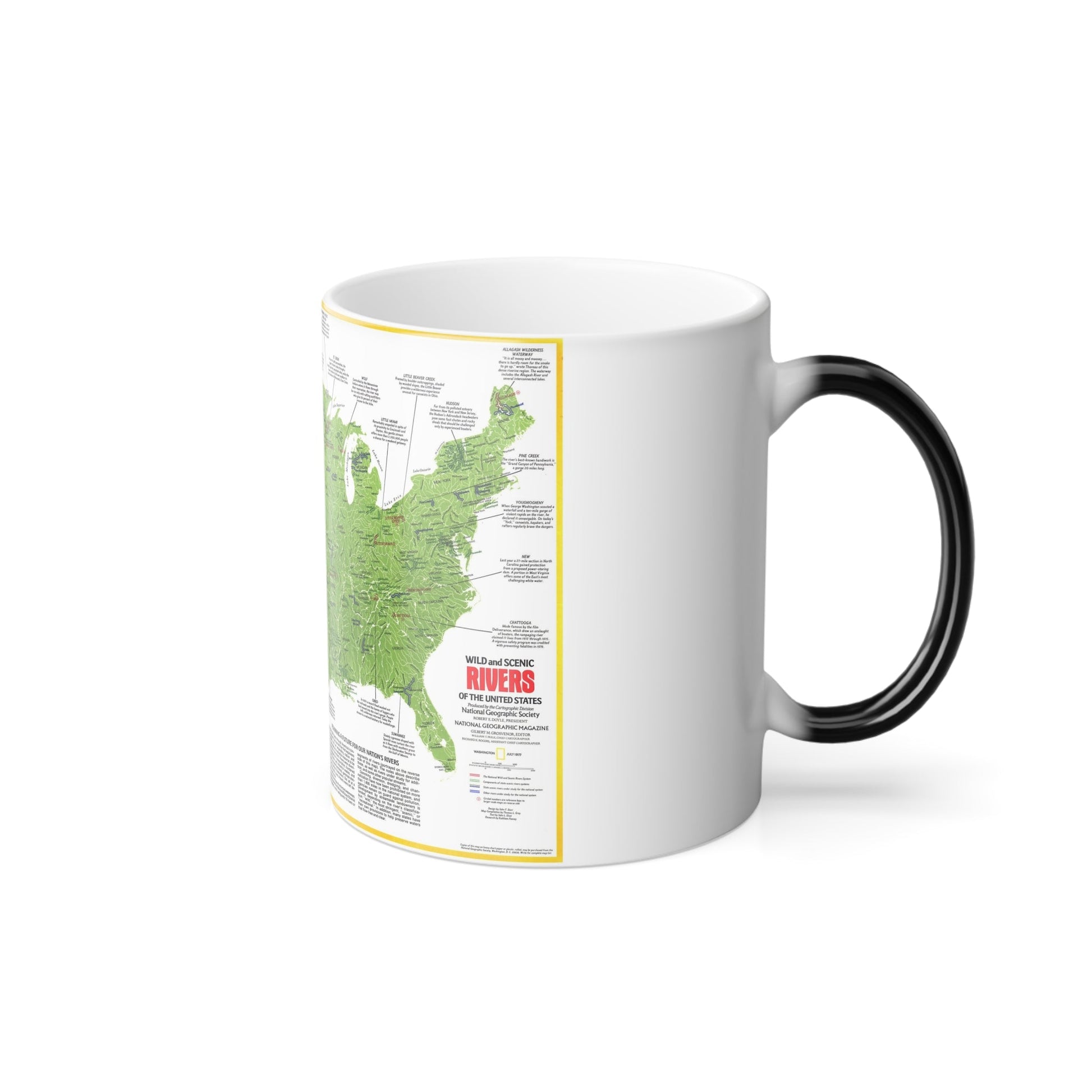 USA - Wild and Scenic Rivers 1 (1977) (Map) Color Changing Mug 11oz-11oz-The Sticker Space