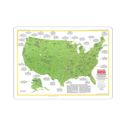 USA - Wild and Scenic Rivers 1 (1977) (Map) STICKER Vinyl Kiss-Cut Decal 2 Inch White - The Sticker Space