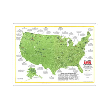 USA - Wild and Scenic Rivers 1 (1977) (Map) STICKER Vinyl Kiss-Cut Decal 3 Inch White - The Sticker Space