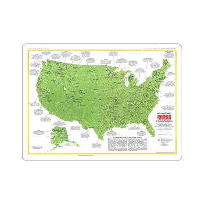 USA - Wild and Scenic Rivers 1 (1977) (Map) STICKER Vinyl Kiss-Cut Decal 4 Inch White - The Sticker Space