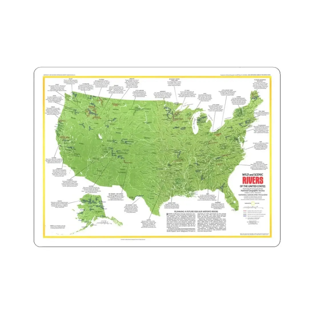 USA - Wild and Scenic Rivers 1 (1977) (Map) STICKER Vinyl Kiss-Cut Decal 6 Inch White - The Sticker Space