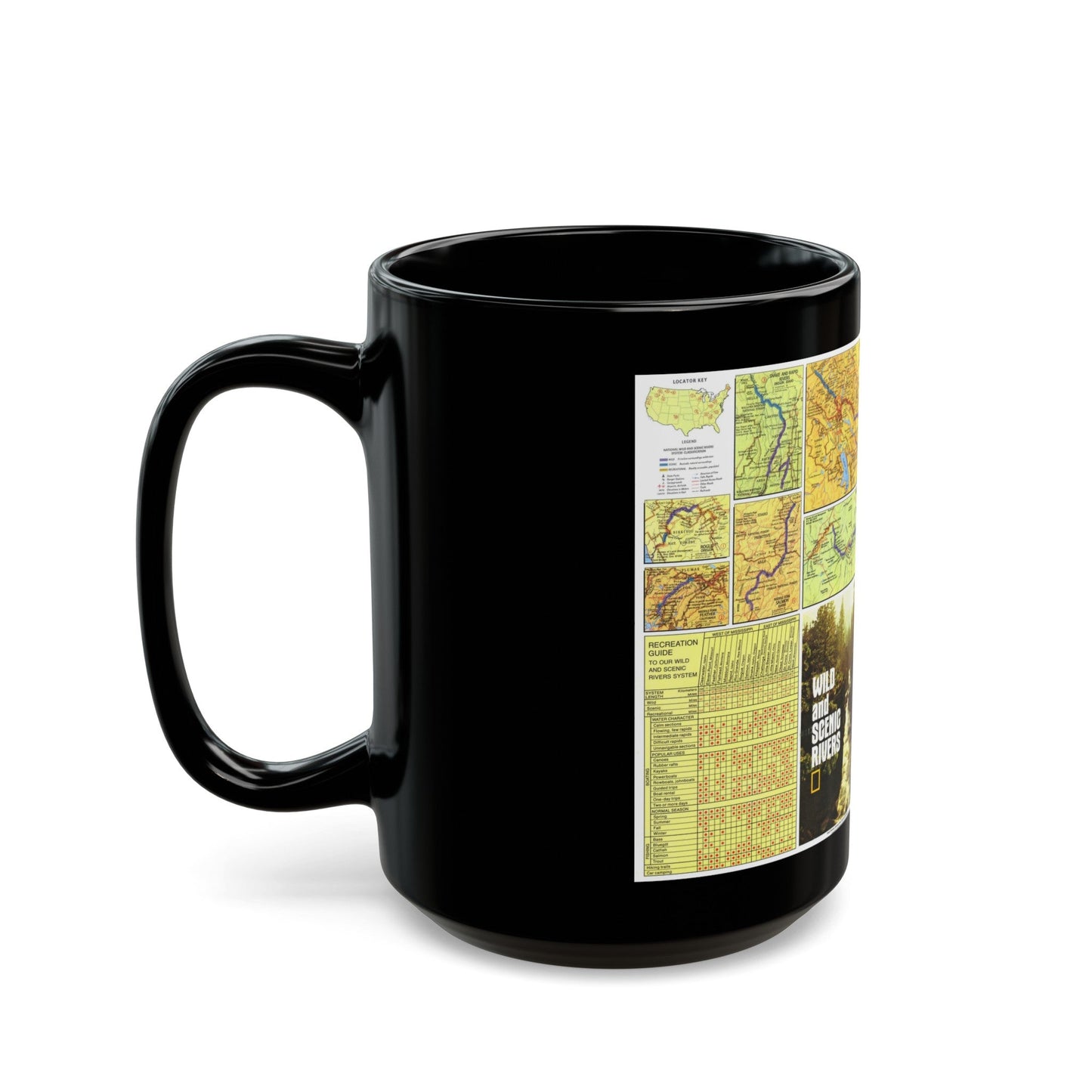 USA - Wild and Scenic Rivers 2 (1977) (Map) Black Coffee Mug-The Sticker Space