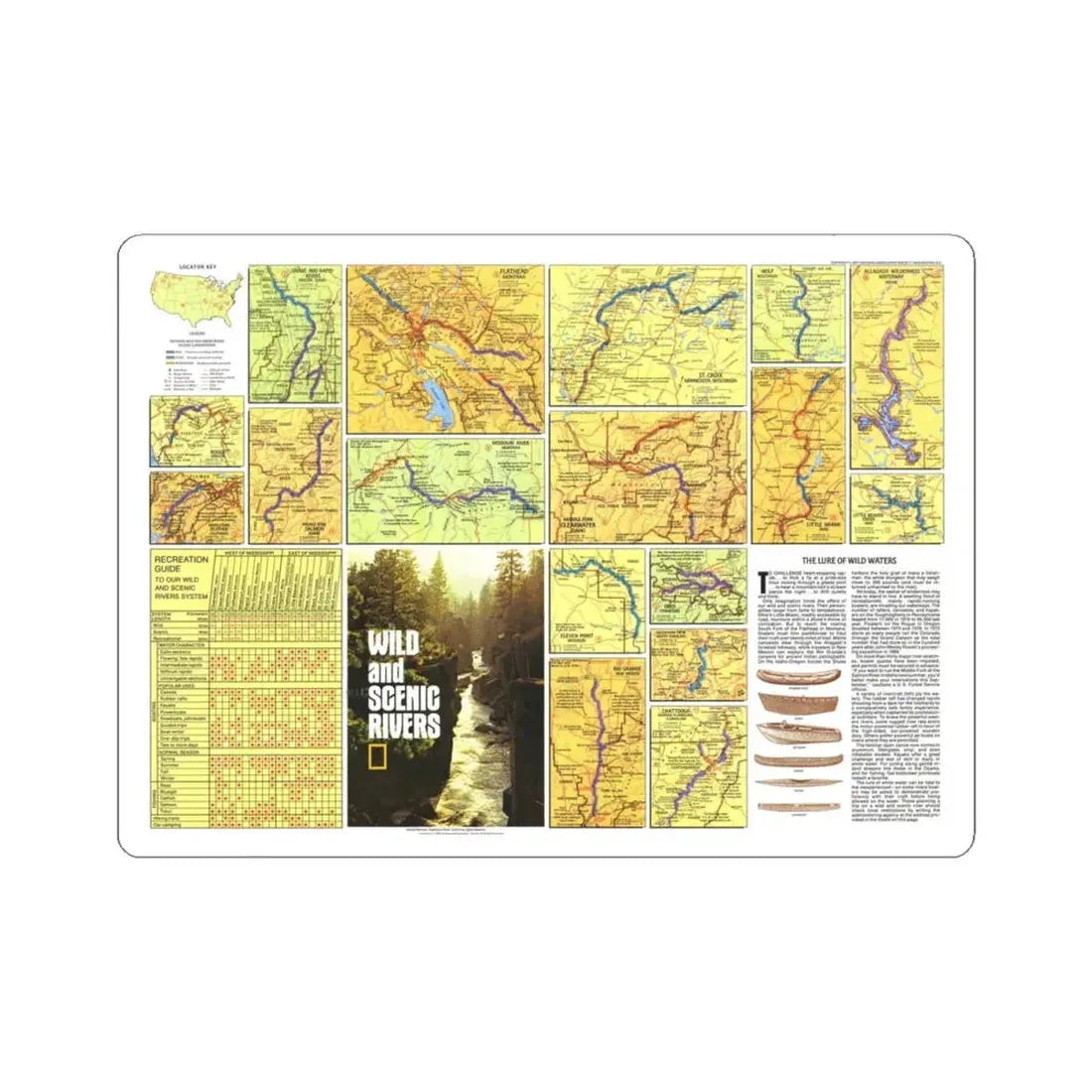 USA - Wild and Scenic Rivers 2 (1977) (Map) STICKER Vinyl Kiss-Cut Decal 4 Inch White - The Sticker Space