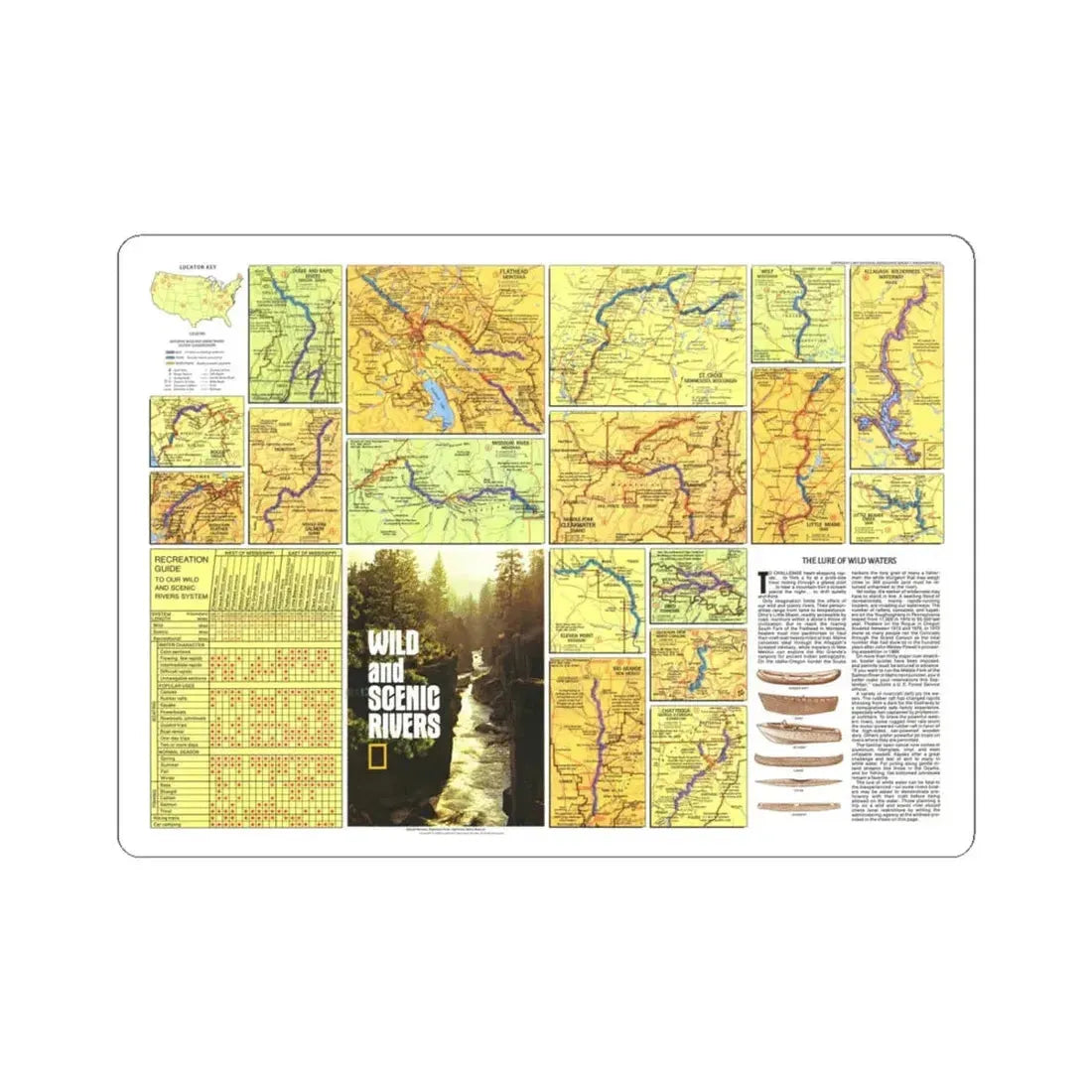 USA - Wild and Scenic Rivers 2 (1977) (Map) STICKER Vinyl Kiss-Cut Decal 6 Inch White - The Sticker Space