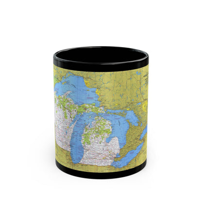 USA - Wisconsin, Michigan ,Great Lakes 1 (1973) (Map) Black Coffee Mug-11oz-The Sticker Space