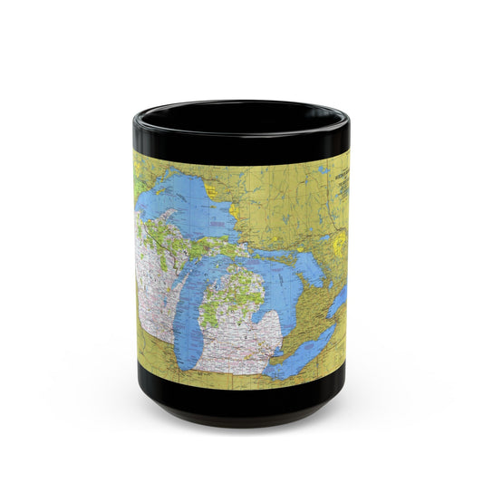 USA - Wisconsin, Michigan ,Great Lakes 1 (1973) (Map) Black Coffee Mug-15oz-The Sticker Space