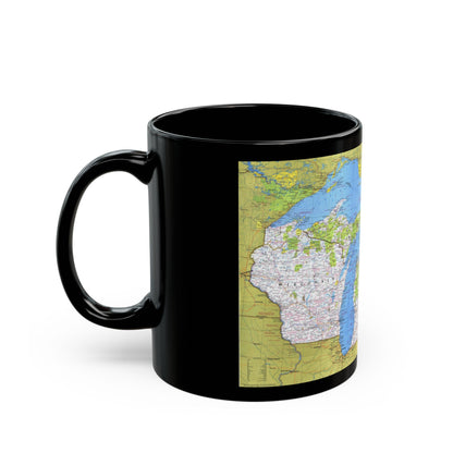 USA - Wisconsin, Michigan ,Great Lakes 1 (1973) (Map) Black Coffee Mug-The Sticker Space