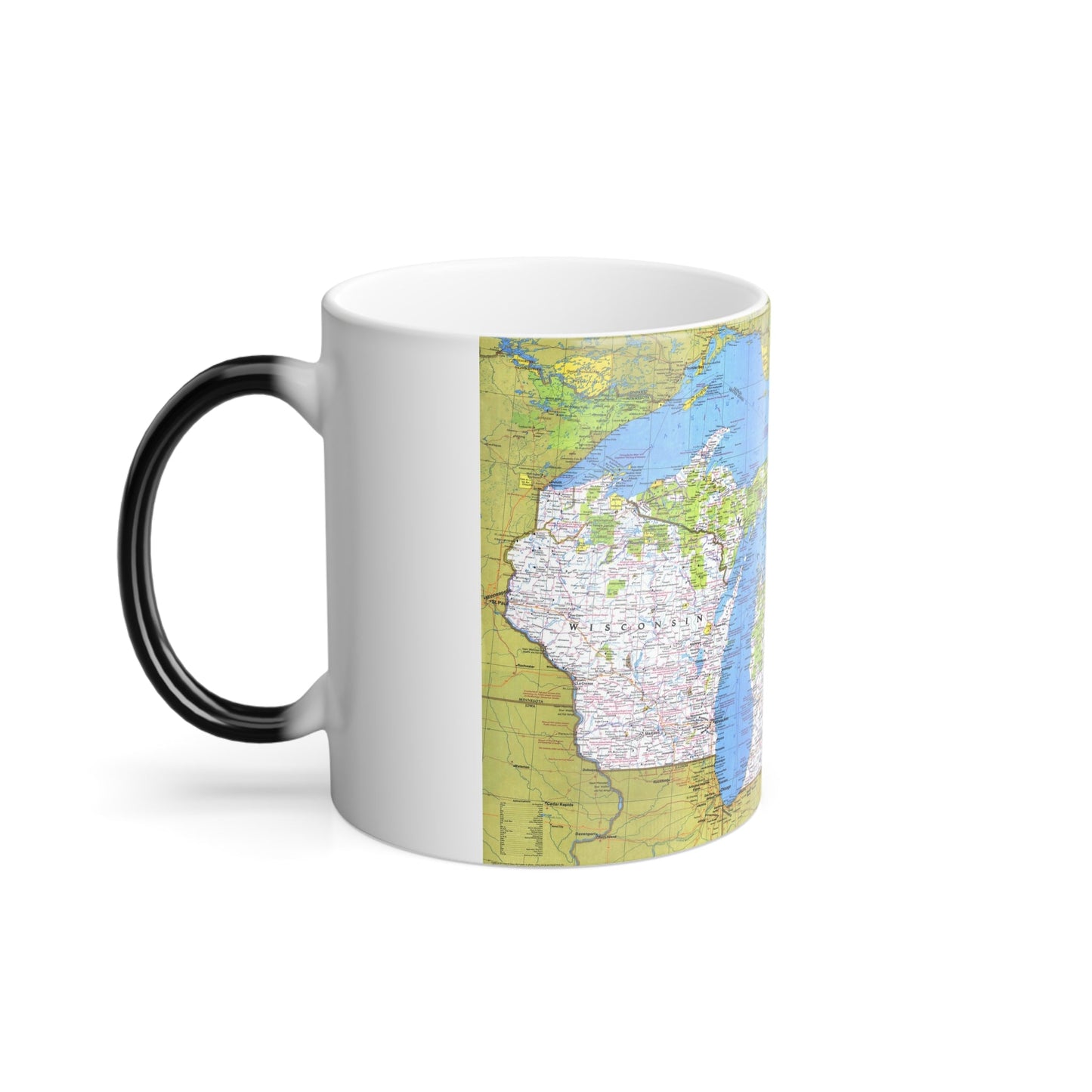 USA - Wisconsin, Michigan ,Great Lakes 1 (1973) (Map) Color Changing Mug 11oz-11oz-The Sticker Space