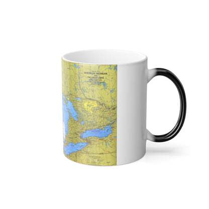 USA - Wisconsin, Michigan ,Great Lakes 1 (1973) (Map) Color Changing Mug 11oz-11oz-The Sticker Space