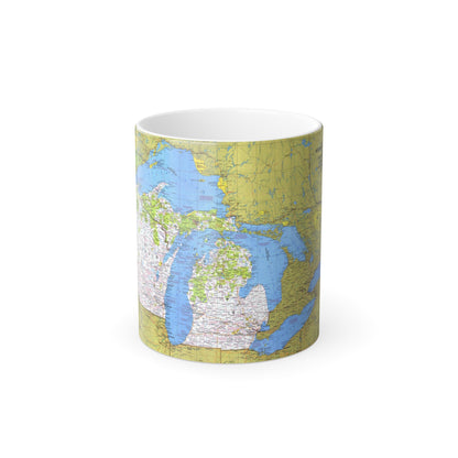 USA - Wisconsin, Michigan ,Great Lakes 1 (1973) (Map) Color Changing Mug 11oz-11oz-The Sticker Space