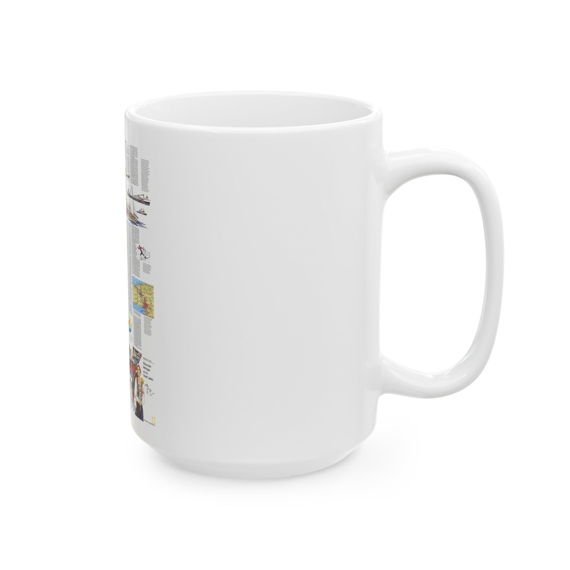 USA - Wisconsin, Michigan ,Great Lakes 2 (1973) (Map) White Coffee Mug-The Sticker Space