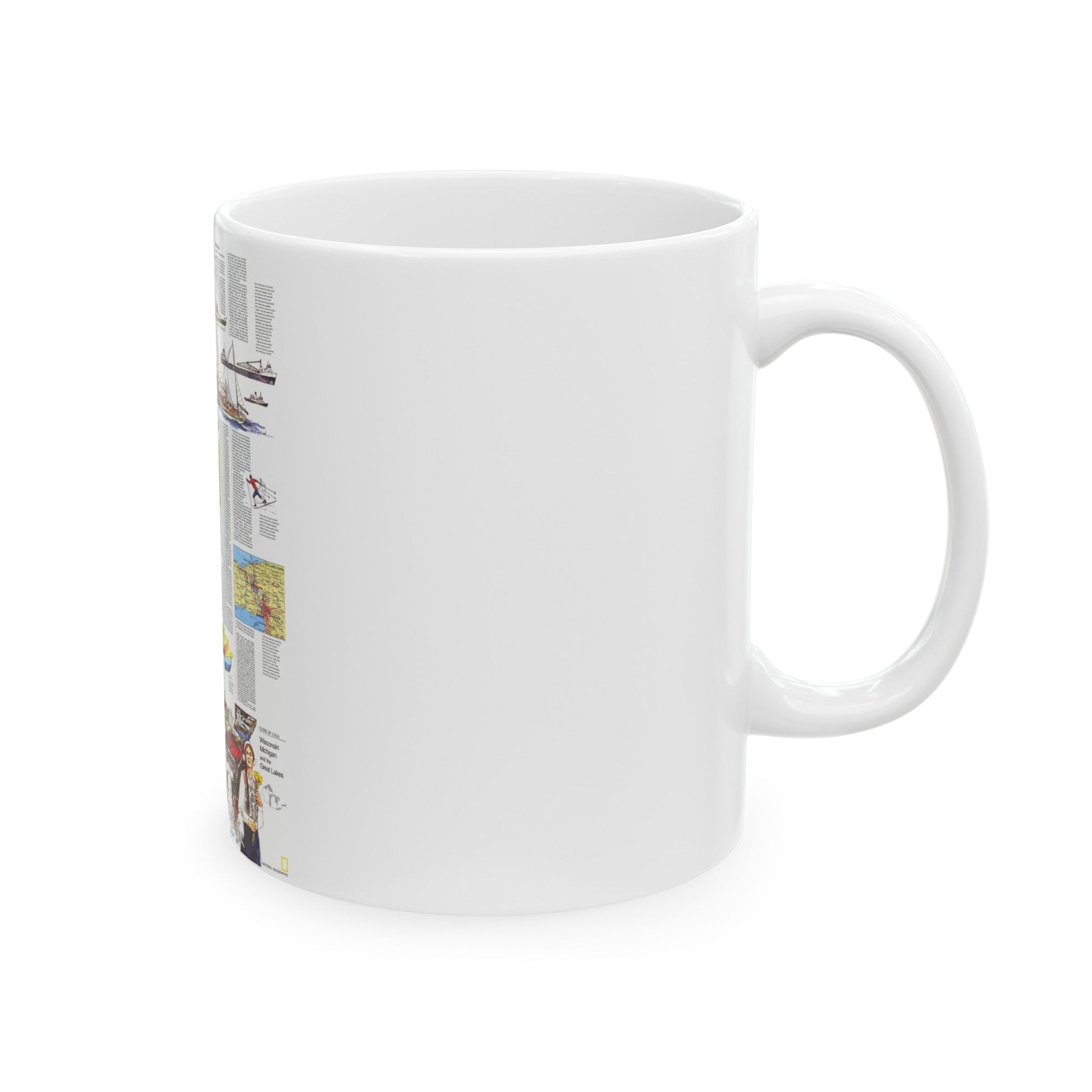 USA - Wisconsin, Michigan ,Great Lakes 2 (1973) (Map) White Coffee Mug-The Sticker Space