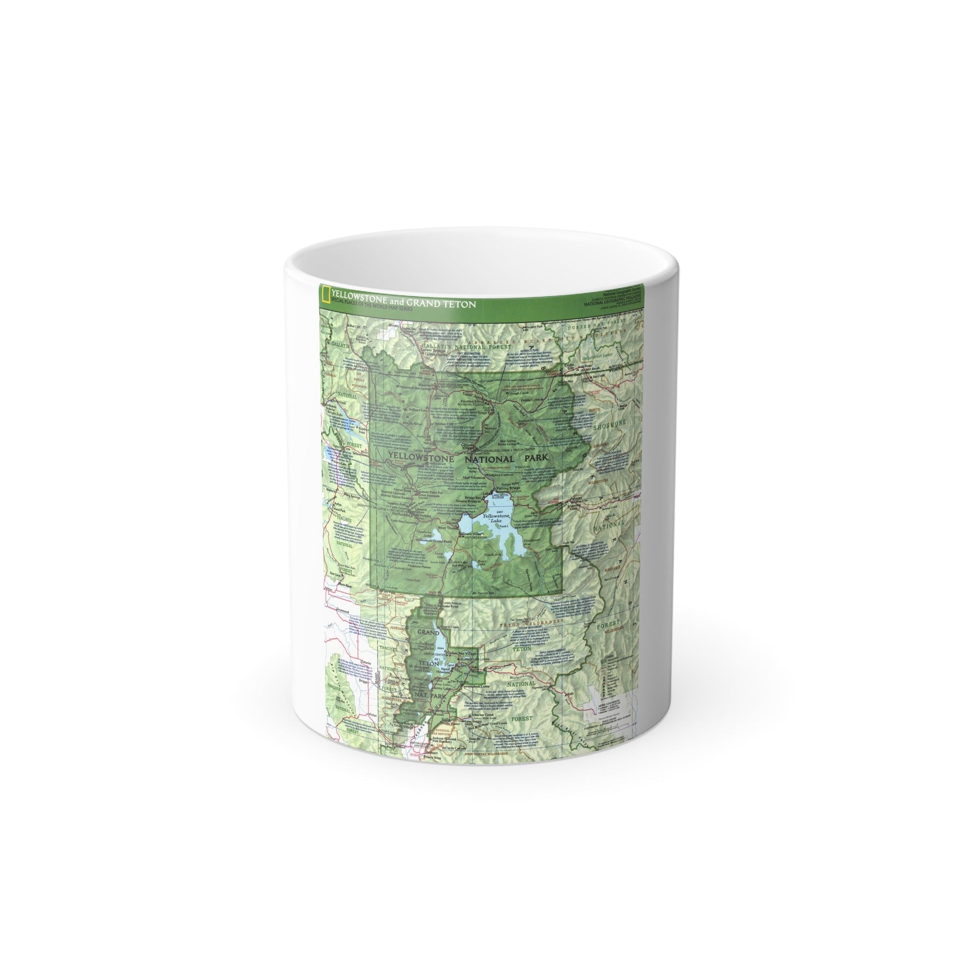 USA - Yellowstone and Grand Teton 1 1989) (Map) Color Changing Mug 11oz-11oz-The Sticker Space