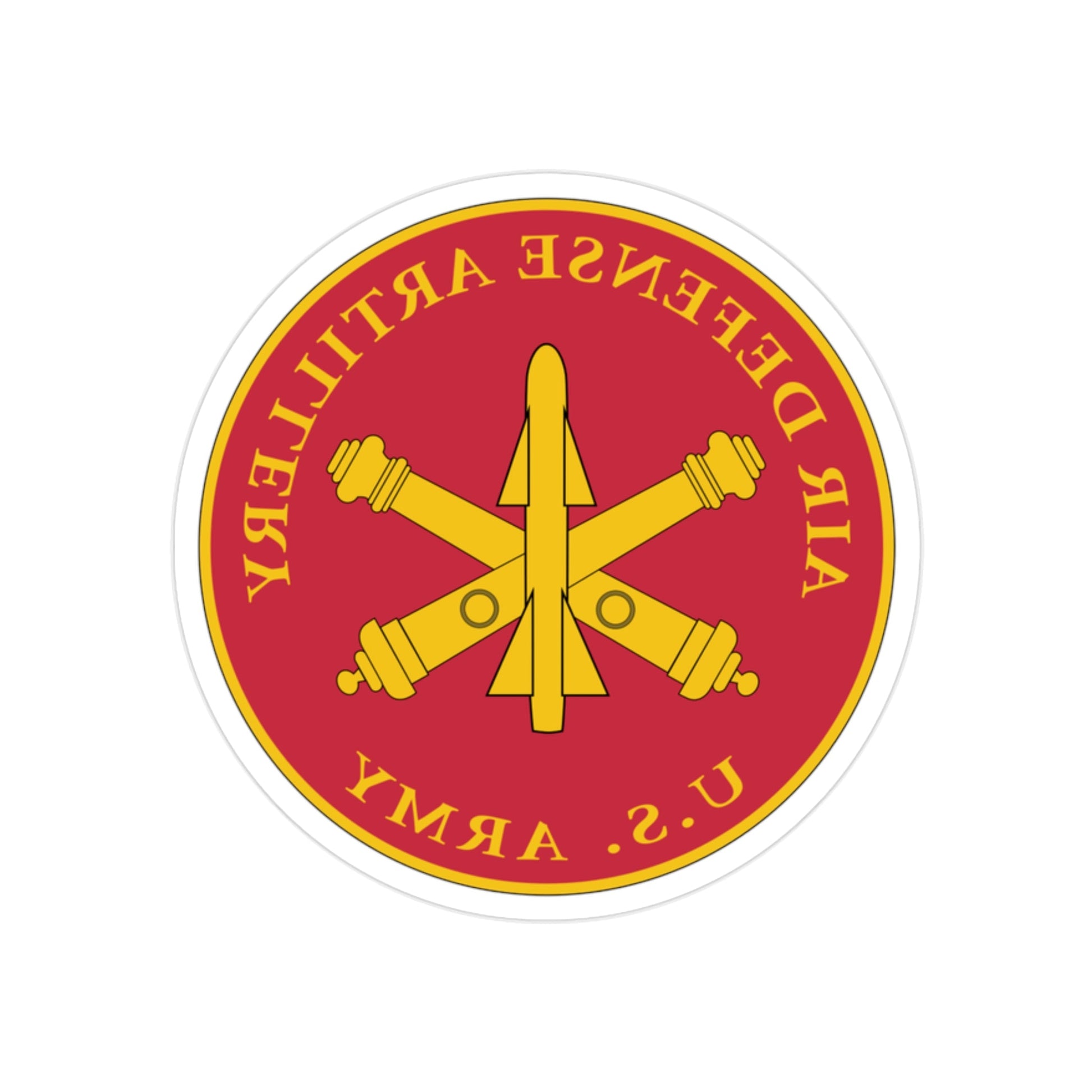 USAADAPLAQUE Air Defense Artillery Branch (U.S. Army) REVERSE PRINT Transparent STICKER-2" × 2"-The Sticker Space