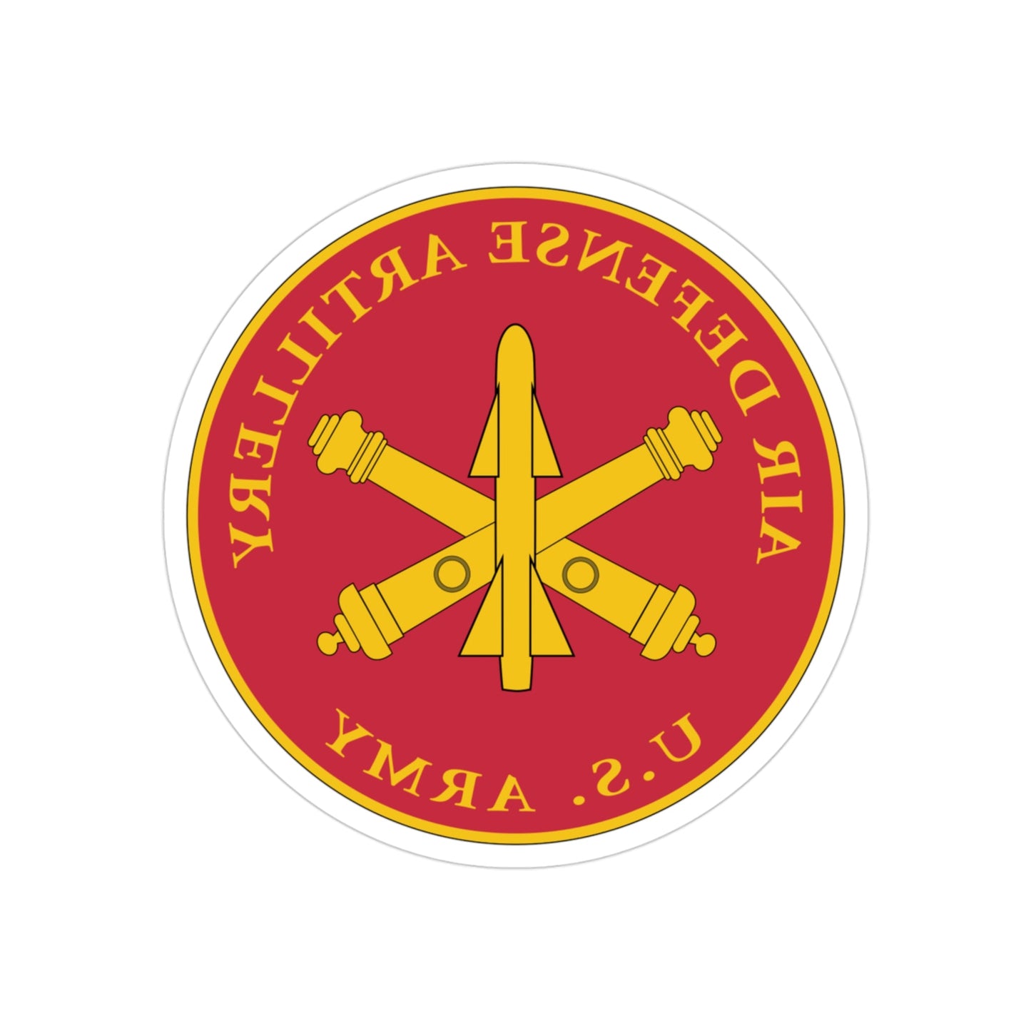 USAADAPLAQUE Air Defense Artillery Branch (U.S. Army) REVERSE PRINT Transparent STICKER-3" × 3"-The Sticker Space