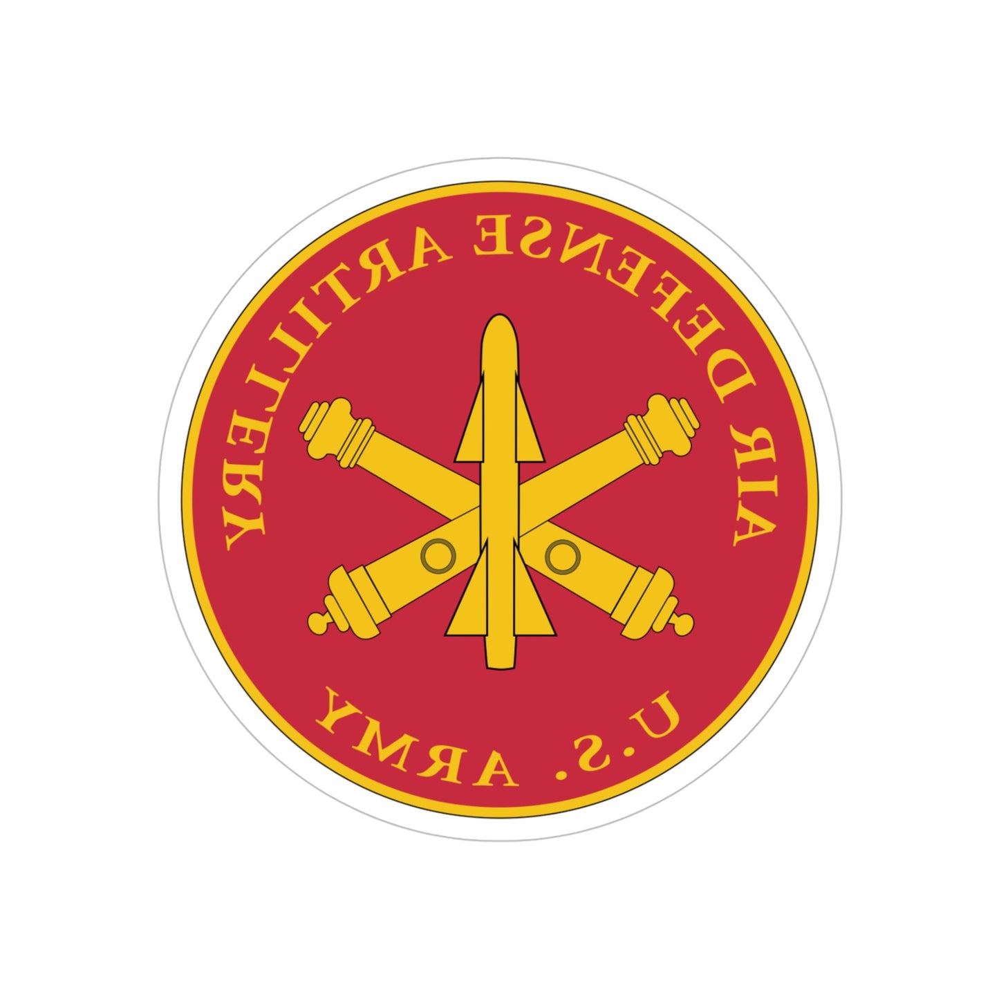 USAADAPLAQUE Air Defense Artillery Branch (U.S. Army) REVERSE PRINT Transparent STICKER-5" × 5"-The Sticker Space