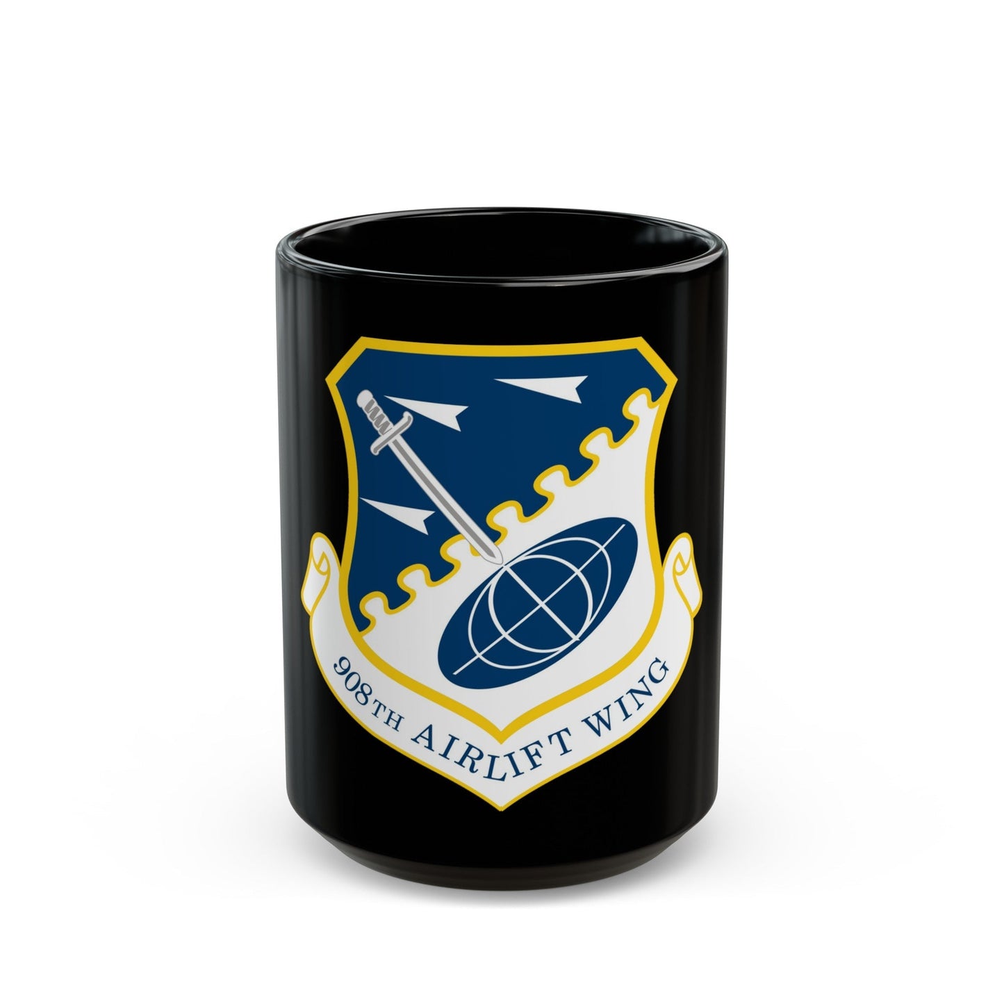 USAF 908th Airlift Wing (U.S. Air Force) Black Coffee Mug-15oz-The Sticker Space