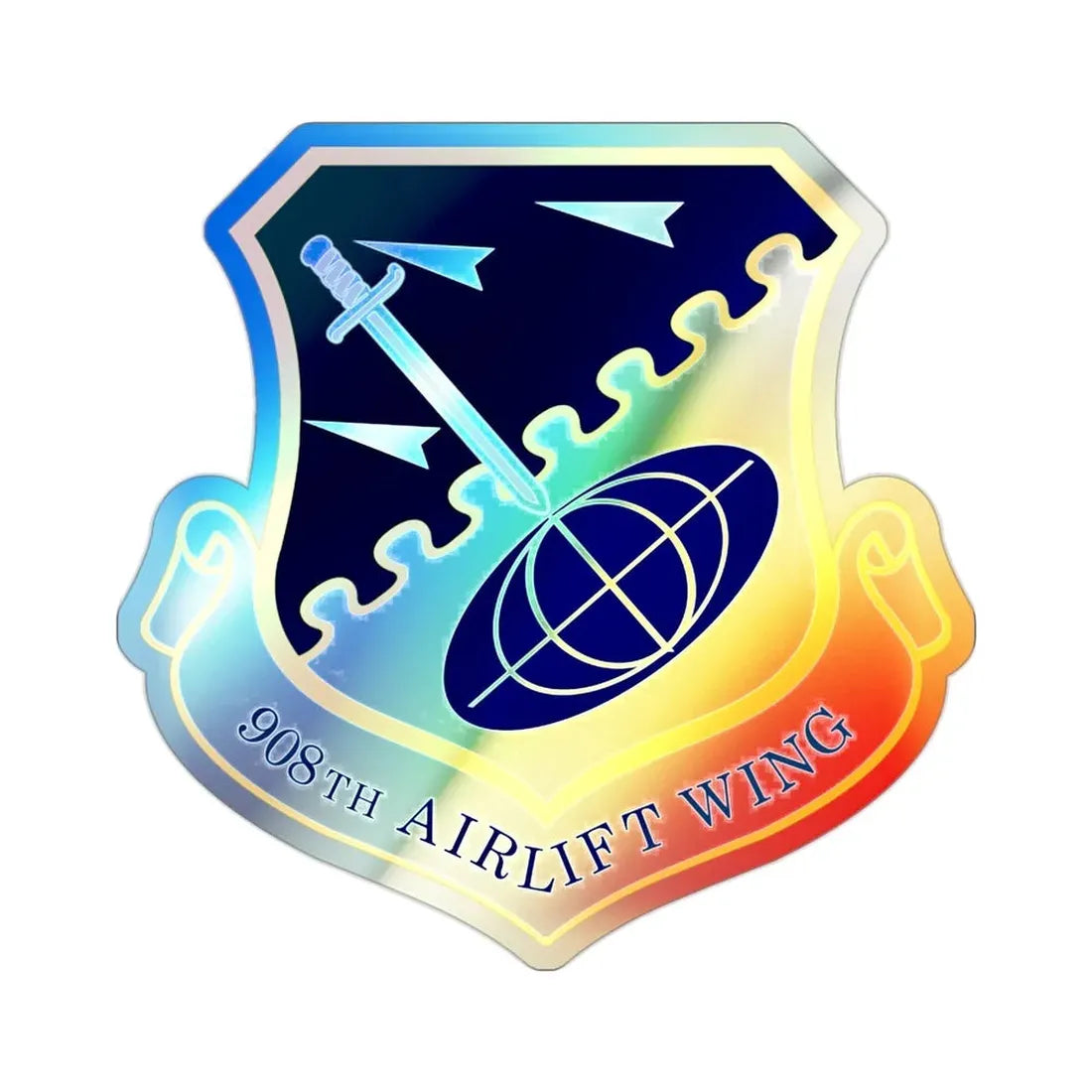 USAF 908th Airlift Wing (U.S. Air Force) Holographic STICKER Die-Cut Vinyl Decal 2 Inch Holographic - The Sticker Space