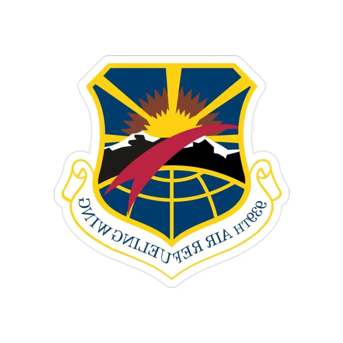 USAF 939th Air Refueling Wing (U.S. Air Force) REVERSE PRINT Transparent Die-Cut STICKER 2 Inch Die-Cut Transparent - The Sticker Space