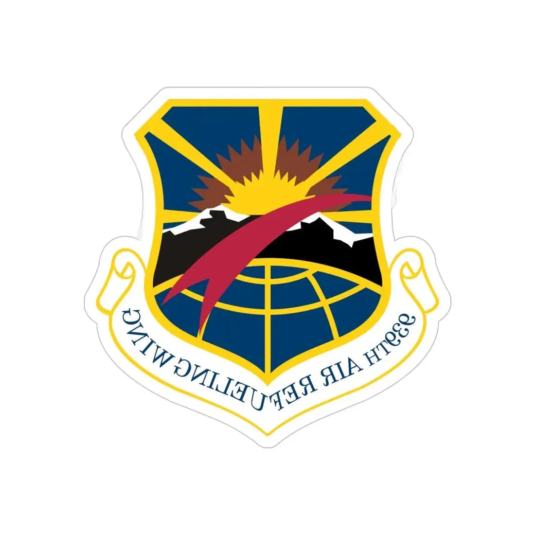 USAF 939th Air Refueling Wing (U.S. Air Force) REVERSE PRINT Transparent Die-Cut STICKER 5 Inch Die-Cut Transparent - The Sticker Space