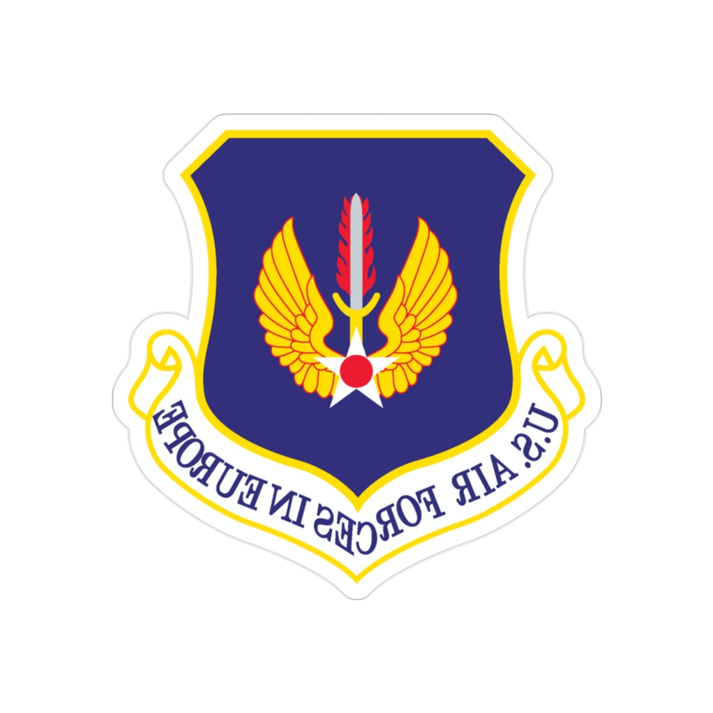 USAF in Europe (U.S. Air Force) REVERSE PRINT Transparent STICKER-2" × 2"-The Sticker Space