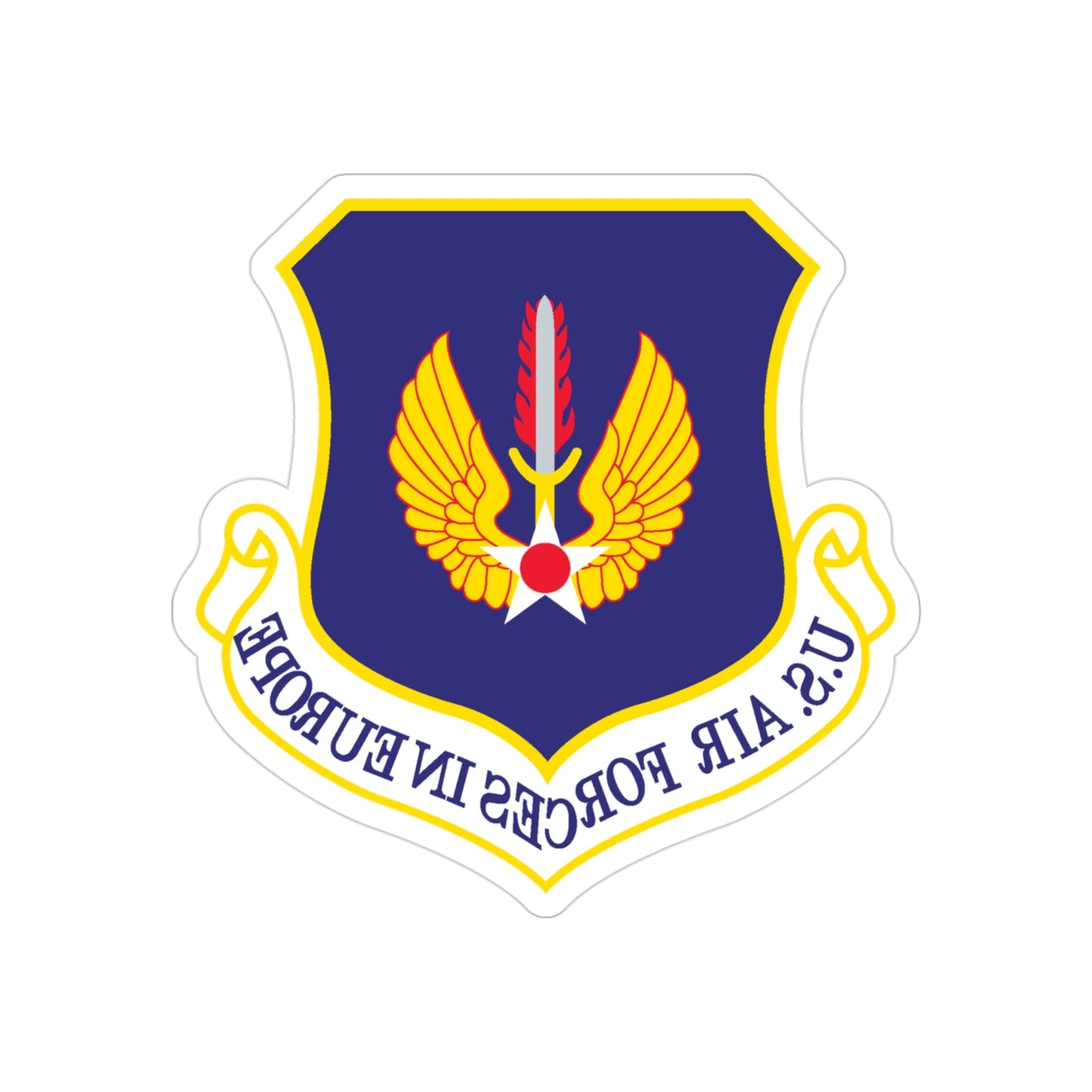 USAF in Europe (U.S. Air Force) REVERSE PRINT Transparent STICKER-3" × 3"-The Sticker Space