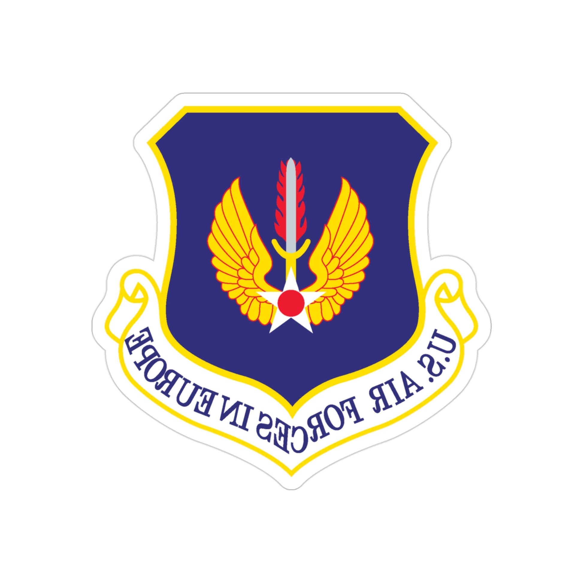 USAF in Europe (U.S. Air Force) REVERSE PRINT Transparent STICKER-3" × 3"-The Sticker Space