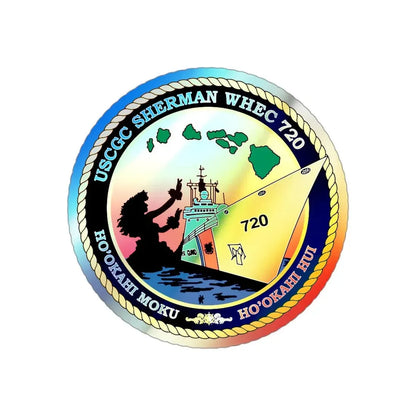 USCCG Sherman (U.S. Coast Guard) Holographic STICKER Die-Cut Vinyl Decal 3 Inch Holographic - The Sticker Space