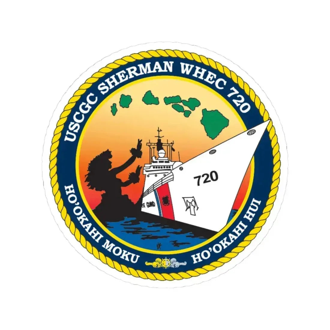 USCCG Sherman (U.S. Coast Guard) STICKER Vinyl Kiss-Cut Decal 3 Inch White - The Sticker Space