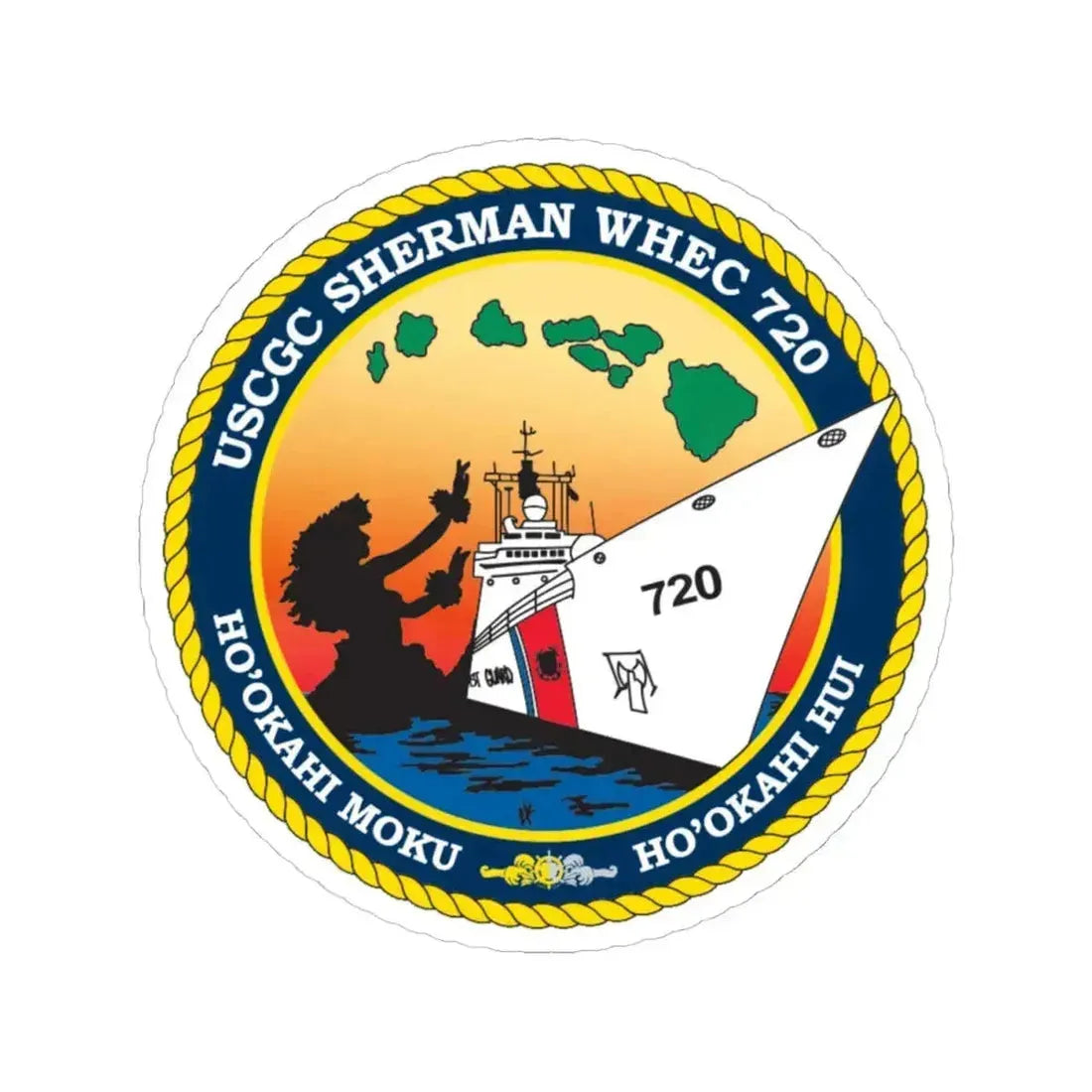 USCCG Sherman (U.S. Coast Guard) STICKER Vinyl Kiss-Cut Decal 4 Inch White - The Sticker Space