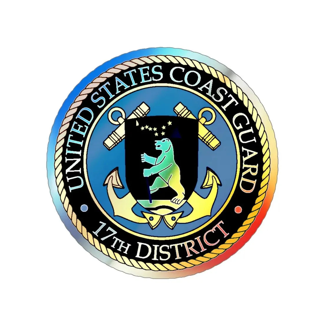 USCG 17th District (U.S. Coast Guard) Holographic STICKER Die-Cut Vinyl Decal 4 Inch Holographic - The Sticker Space