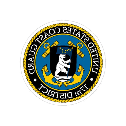 USCG 17th District (U.S. Coast Guard) REVERSE PRINT Transparent Die-Cut STICKER 3 Inch Die-Cut Transparent - The Sticker Space