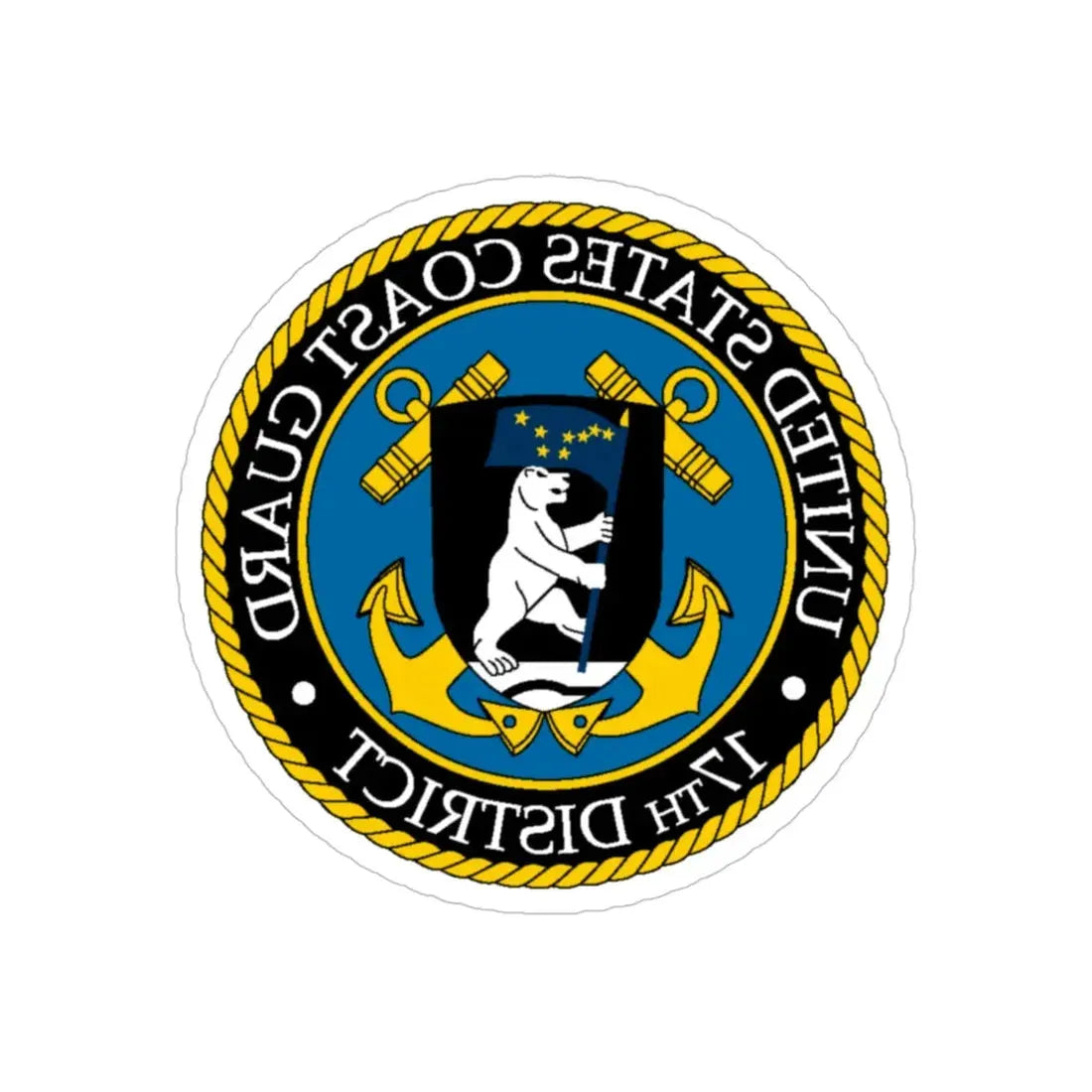 USCG 17th District (U.S. Coast Guard) REVERSE PRINT Transparent Die-Cut STICKER 4 Inch Die-Cut Transparent - The Sticker Space