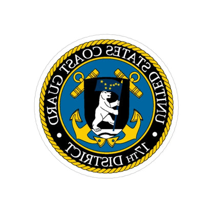 USCG 17th District (U.S. Coast Guard) REVERSE PRINT Transparent Die-Cut STICKER 4 Inch Die-Cut Transparent - The Sticker Space