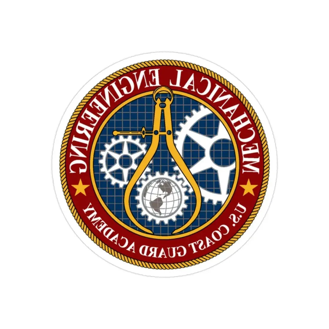 USCG Acad Mech Engineering (U.S. Coast Guard) REVERSE PRINT Transparent Die-Cut STICKER 2 Inch Die-Cut Transparent - The Sticker Space