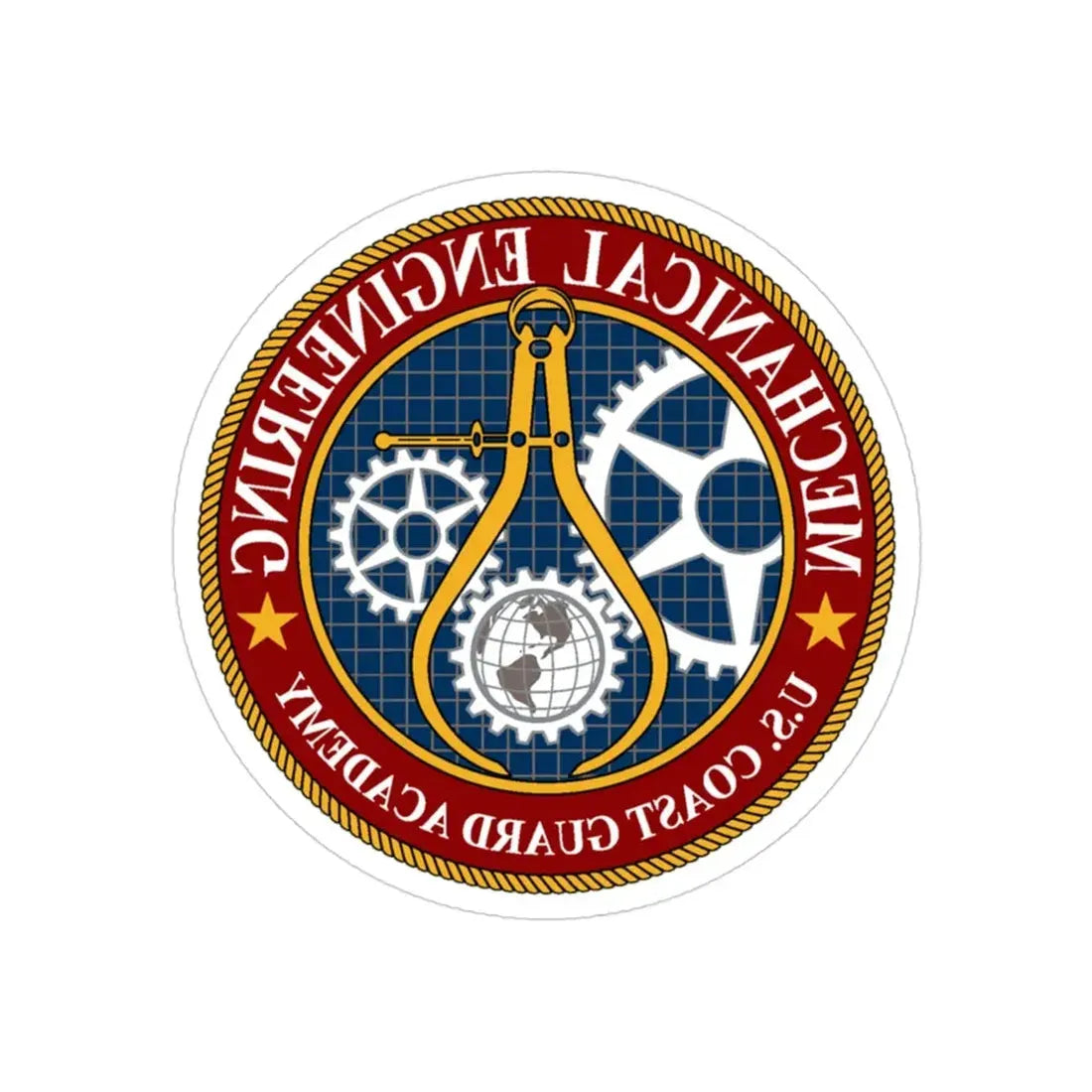 USCG Acad Mech Engineering (U.S. Coast Guard) REVERSE PRINT Transparent Die-Cut STICKER 3 Inch Die-Cut Transparent - The Sticker Space