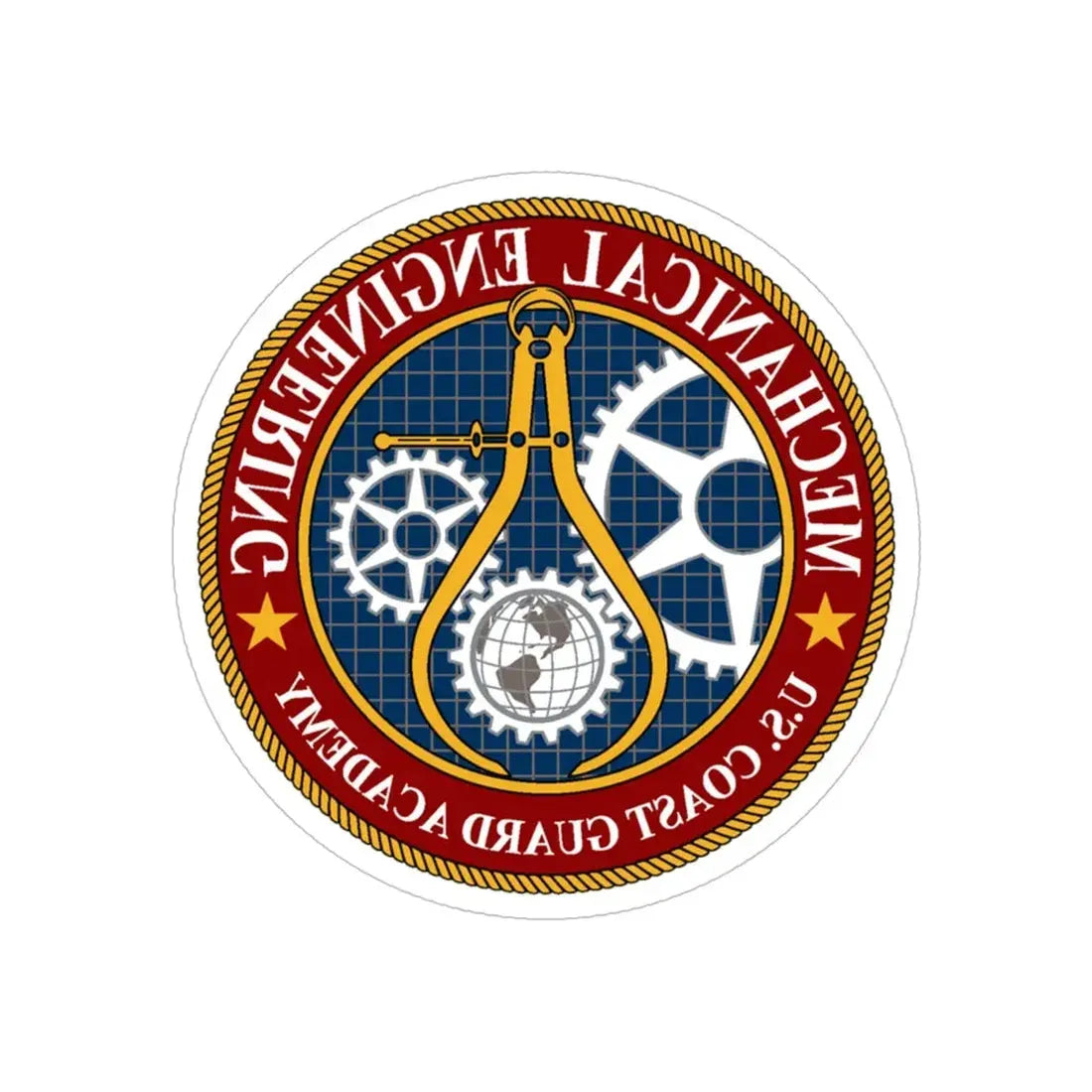 USCG Acad Mech Engineering (U.S. Coast Guard) REVERSE PRINT Transparent Die-Cut STICKER 6 Inch Die-Cut Transparent - The Sticker Space