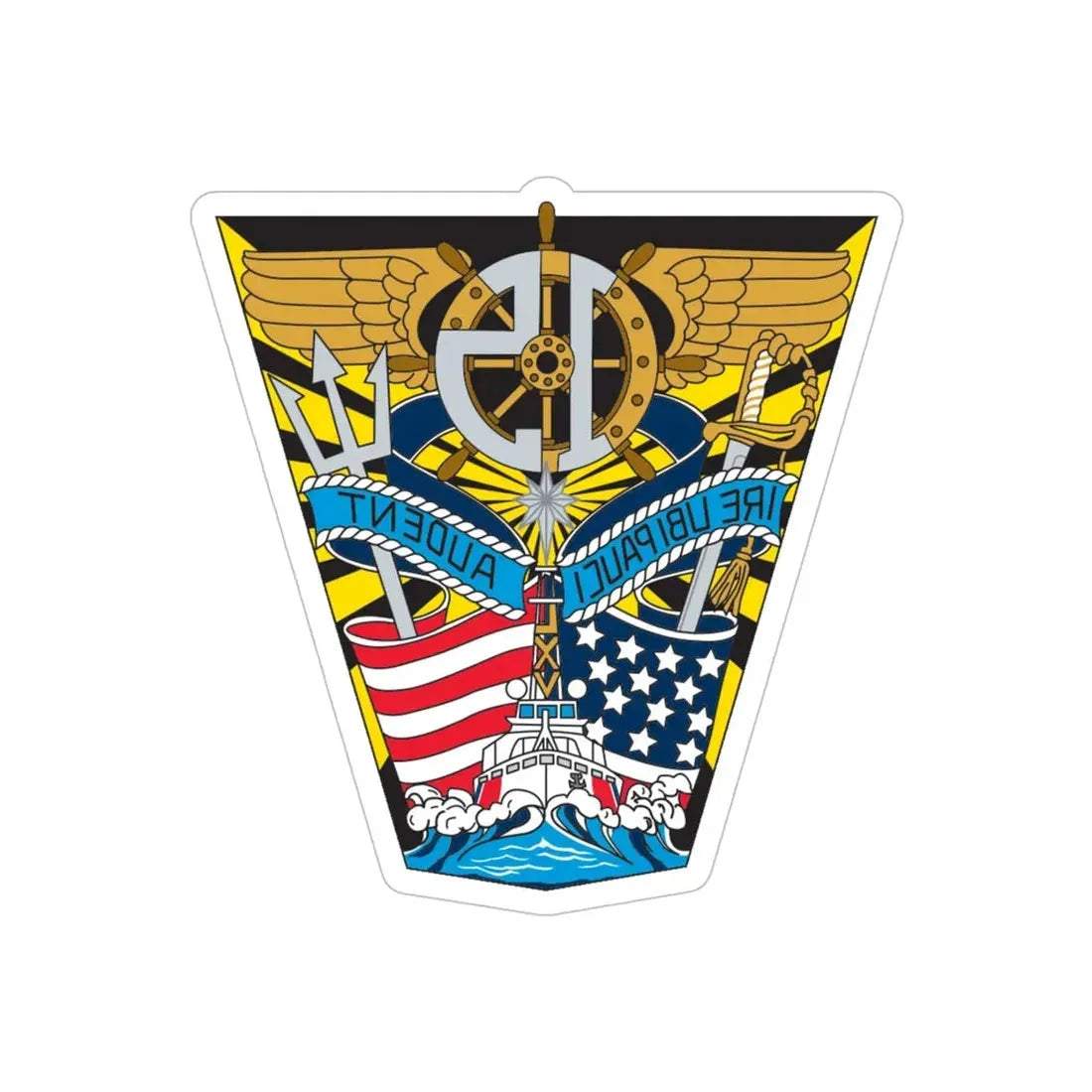 USCG Academy Audet (U.S. Coast Guard) REVERSE PRINT Transparent Die-Cut STICKER 5 Inch Die-Cut Transparent - The Sticker Space