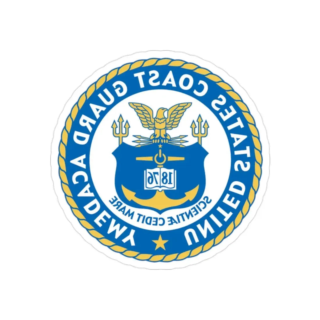 USCG Academy (U.S. Coast Guard) REVERSE PRINT Transparent Die-Cut STICKER 2 Inch Die-Cut Transparent - The Sticker Space