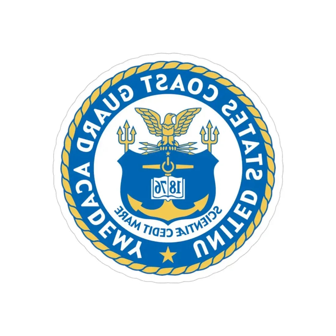 USCG Academy (U.S. Coast Guard) REVERSE PRINT Transparent Die-Cut STICKER 3 Inch Die-Cut Transparent - The Sticker Space