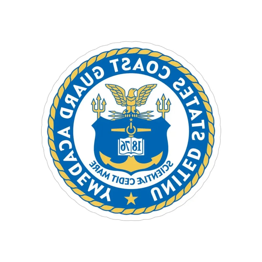 USCG Academy (U.S. Coast Guard) REVERSE PRINT Transparent Die-Cut STICKER 5 Inch Die-Cut Transparent - The Sticker Space