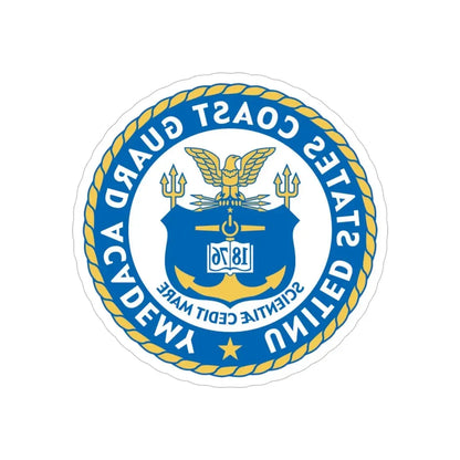 USCG Academy (U.S. Coast Guard) REVERSE PRINT Transparent Die-Cut STICKER 5 Inch Die-Cut Transparent - The Sticker Space